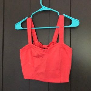 Coral bow back crop top